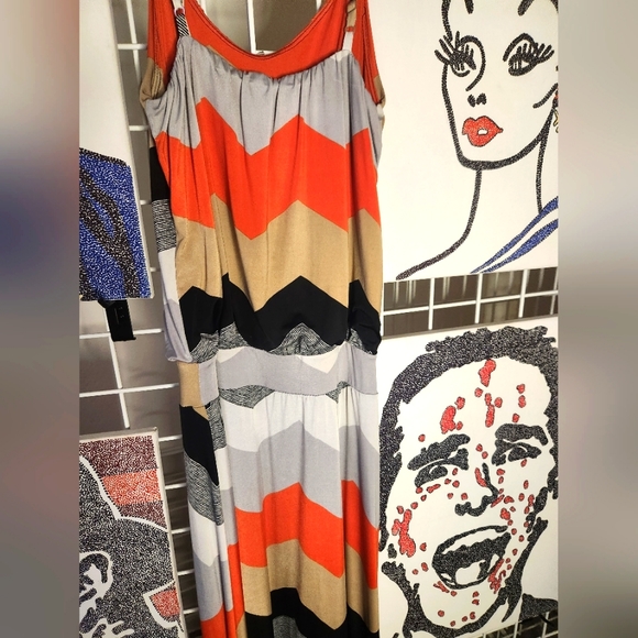 S Twelve Chevron Maxi Dress Size Large - Picture 8 of 10